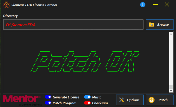 Siemens EDA License Patcher 工具界面